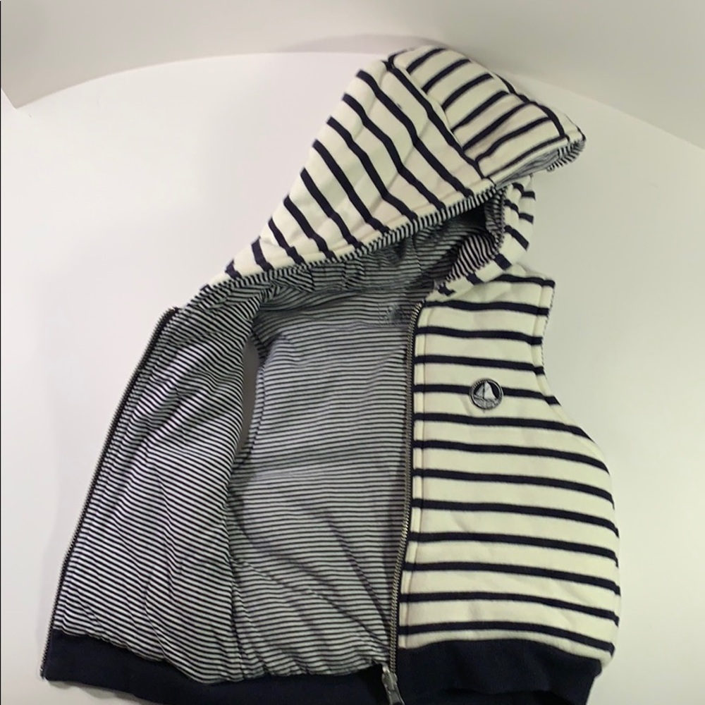 Petit Bateau quilted Breton style hoodie vest - Picture 3 of 5